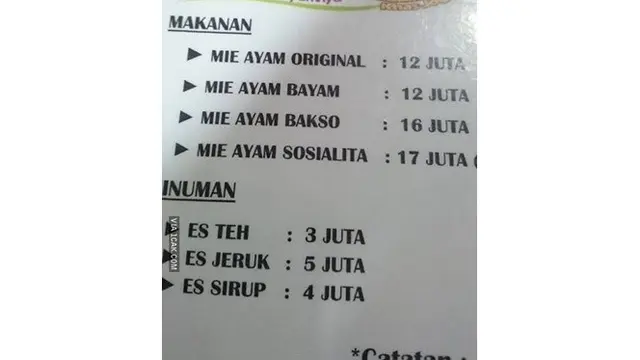 6 Informasi Menu Jualan Salah Tulis Harga Ini Bikin Tepuk Jidat