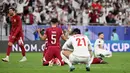 Namun, Qatar kembali unggul lewat gol yang dicetak Almoez Ali pada menit ke-82 sekaligus memupus asa pemain Iran tampil di final Piala Asia 2023. (HECTOR RETAMAL/AFP)