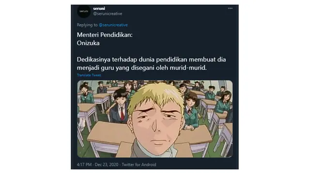 7 Karakter Anime Jika Jadi Menteri di Indonesia Menurut Netizen