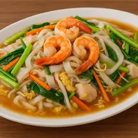 ilustrasi&nbsp;Kwetiau Siram Seafood ala Restoran/image generated by AI