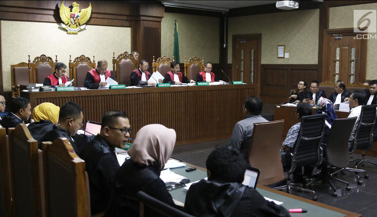 Empat saksi dihardirkan dalam sidang lanjutan kasus suap APBN-P 2018 yang melibatkan mantan anggota Komisi XI DPR F-Partai Demokrat Amin Santono di Pengadilan Tipikor, Jakarta, Kamis (11/10). (Liputan6.com/Herman Zakharia)