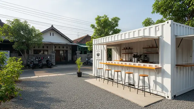 Model Cafe Minimalis Depan Rumah dengan Konsep Sederhana Tapi Bisa Narik Pelanggan Kafe Kontainer