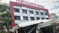 Kondisi Hotel Mercure Palu usai gempa dan tsunami. (Frans Padak Demon)