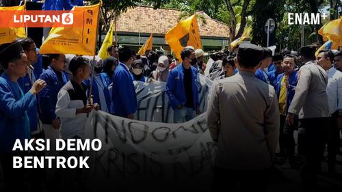 VIDEO: Aksi Demo Protes BBM Massa PMII dan Polisi Terlibat Bentrok