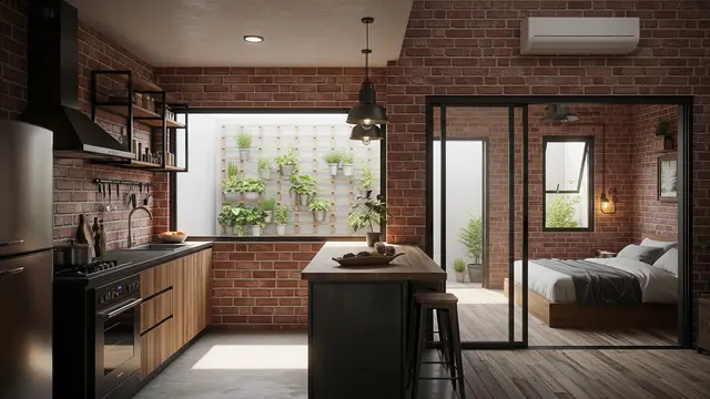 Rumah Kampung 1 Kamar dengan Dapur Terbuka (Gemini AI)
