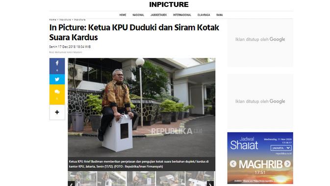 Cek Fakta Liputan6.com menelusuri foto Ketua KPU Arief Budiman sedang menaiki odong-odong kotak suara