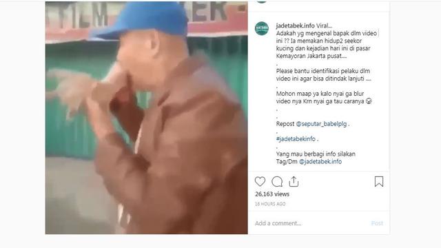 Viral, seorang pria terlihat memakan kucing