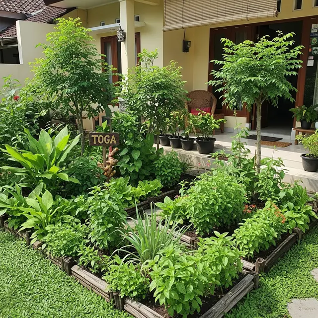 Model Halaman Depan Rumah dengan Tanaman TOGA