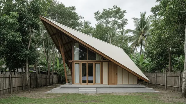 Model Rumah Desa dengan Atap Miring Satu Arah