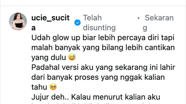 Unggahan Ucie Sucita. (Foto: Dok. Instagram @ucie_sucita)