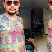 Sukses besar di dunia animasi, membuat serial kartun dragon ball memiliki banyak penggemar, tak terkecuali pria ini. (doc: อ้วน คลังแสง/Facebook)