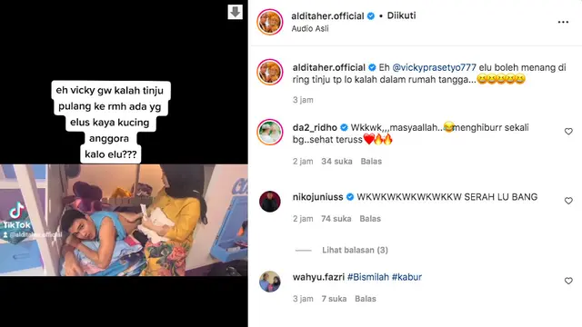 Aldi Taher Kalah Tinju Lawan Vicky Prasetyo. (instagram.com/alditaher.official)