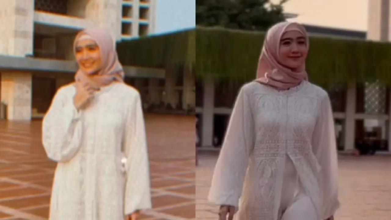 Gaya Febby Rastanty Kenakan Dress Panjang Lace