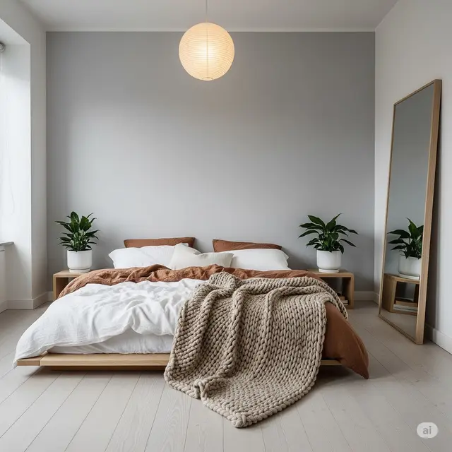 Kamar Tidur Japandi dengan Floor Bed & Cermin Besar