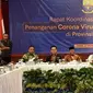 Gubernur Jambi Fachrori Umar (ttengah) bersama unsur Forkompinda saat menggelar rapat terkait penanganan virus corona Covid-19. (Liputan6.com/ Dok. Humas Pemprov Jambi/ Gresi Plasmanto)