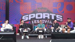Di hari pertama gelaran Vidio Sports Festival sejumlah atlet hadir memeriahkan festival olahraga terbesar di Indonesia, di antaranya Rio Haryanto, Jeka Saragih, Mohammad Ahsan, dan Liliyana Natsir (dari kiri ke kanan). (Bola.com/M Iqbal Ichsan)