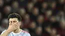 Harry Maguire lagi-lagi menjadi biang kerok kekalahan Manchester United dari Liverpool. Kebobolan empat bukti begitu rapuhnya pertahanan Setan Merah yang dikomandoi sang kapten tersebut. (AFP/Oli Scarff)