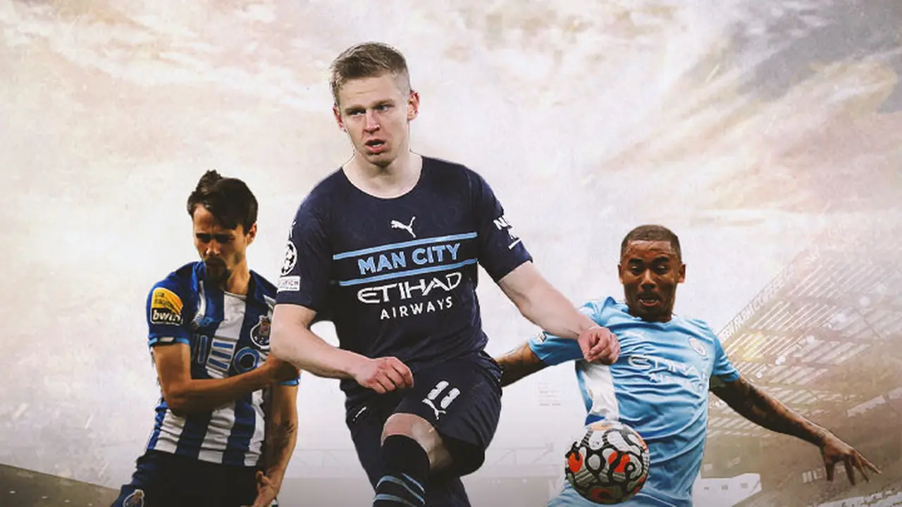 Ilustrasi - Oleksandr Zinchenko dikelilingi Fabio Vieira dan Gabriel Jesus