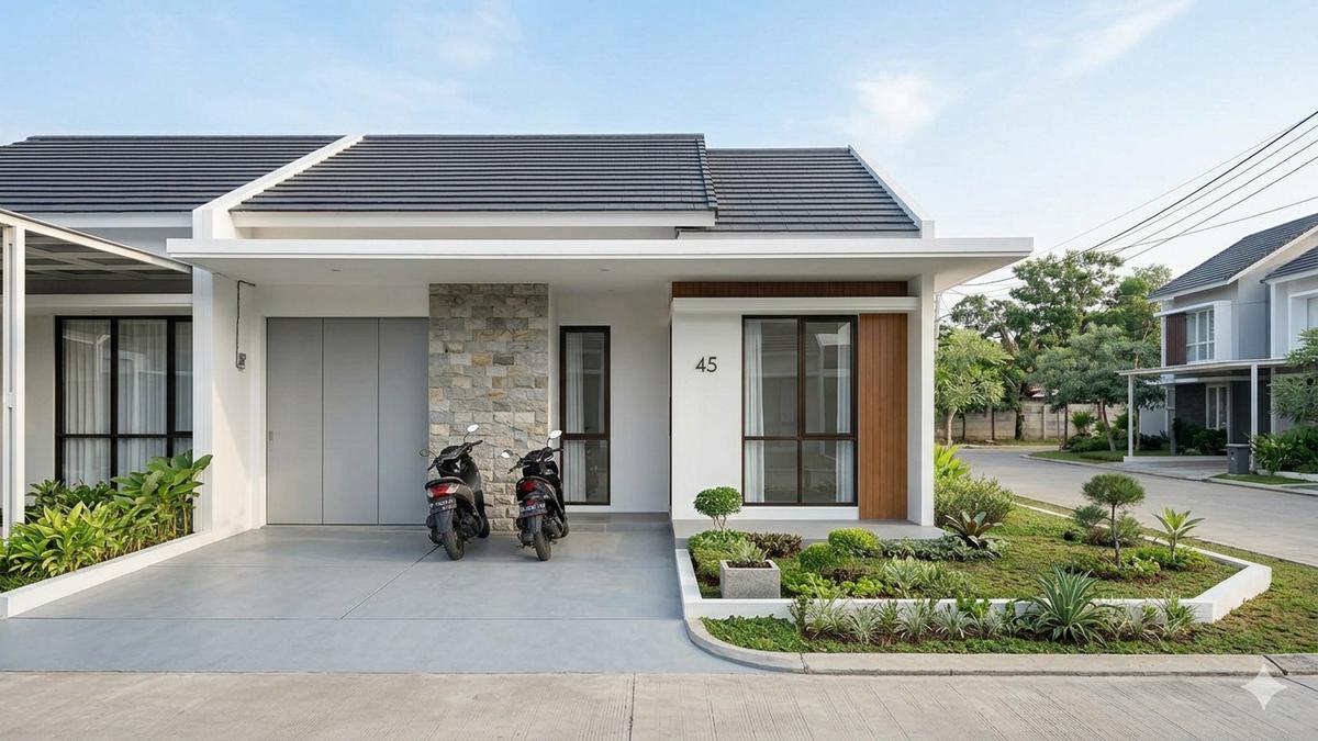 7 Model Rumah 1 Lantai Tipe 45 dengan Garasi Cukup 2 Motor: Fungsional dan Stylish