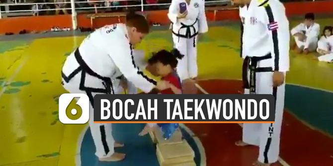 VIDEO: Hebat, Aksi Bocah Latihan Taekwondo Hancurkan Papan Dengan Bokong