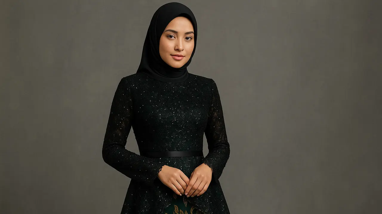 7 Model Long Dress Batik Kombinasi Brokat Lengan Panjang, Anggun dan Elegan di 2025
