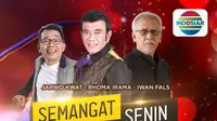 Semangat Senin Indosiar digelar live streaming di Vidio, dengan bintang tamu Iwan Fals, Rhoma Irama dan Jarwo Kwat, tayang Senin 27 Desember  2021 pukul 16.00 WIB