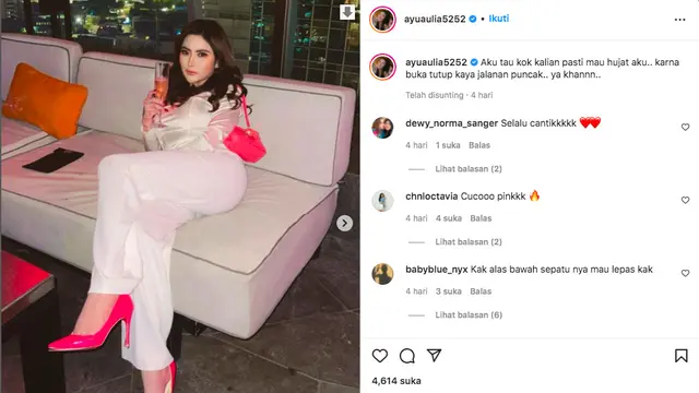 Ayu Aulia Usai Kembali Buka Hijab: Aku Tahu Kalian Pasti Mau Hujat. (instagram.com/ayuaulia5252)