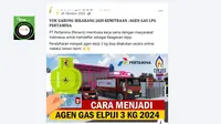 Penelusuran link pendaftaran menjadi agen Elpiji 3 Kg.