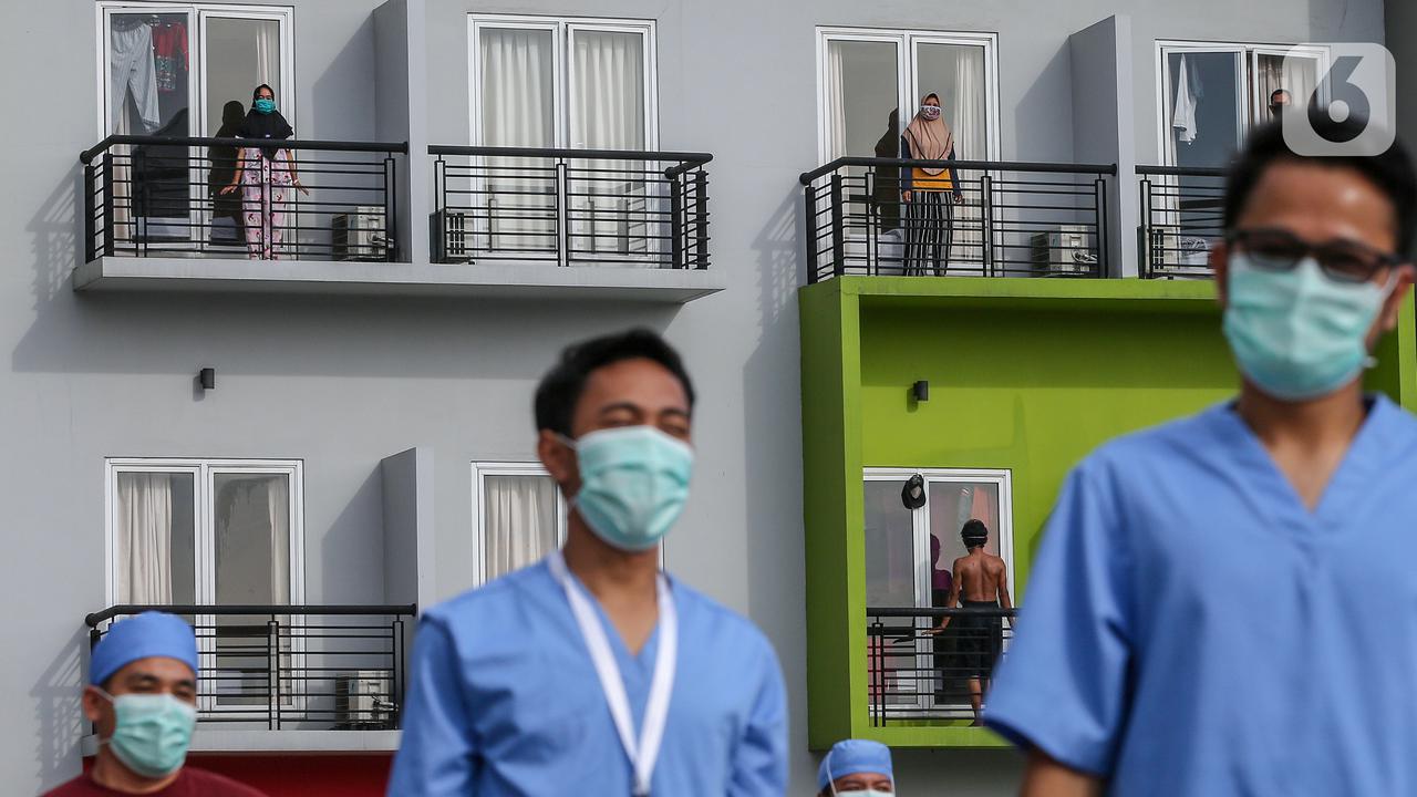 Gerakan Senam Pagi Bersama OTG Covid-19 di Rumah Singgah Karantina Covid-19 Kabupaten Tangerang