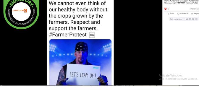 Klaim Undertaker dukung petani di India. (Facebook)