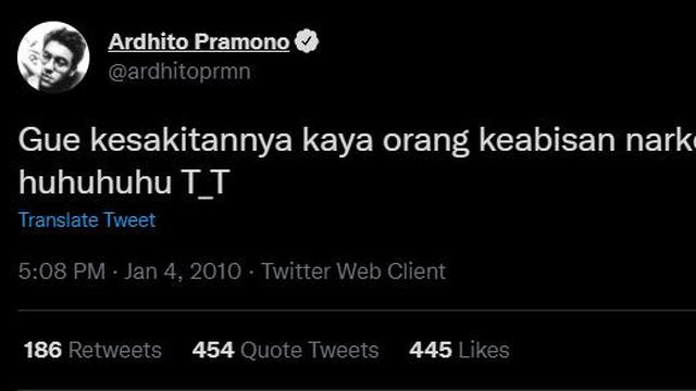 Cuitan lama Ardhito Pramono viral lagi. (Tangkapan layar Twitter/ ardhitoprmn)