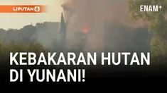 Kebakaran hutan melanda Ano Vounteni di pinggiran kota Patras, Yunani, pada Rabu (13/8/2025).