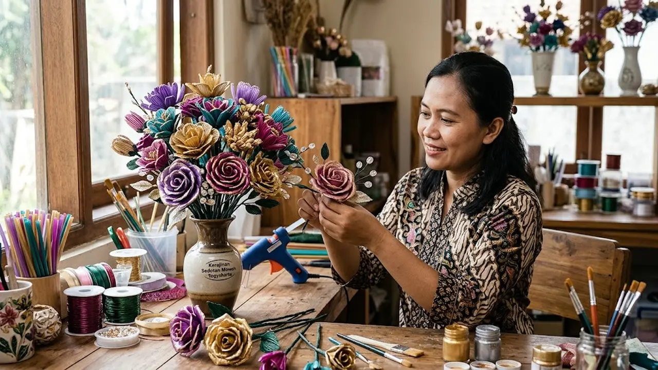 Cara Membuat Bunga dari Sedotan Plastik.AI Generated