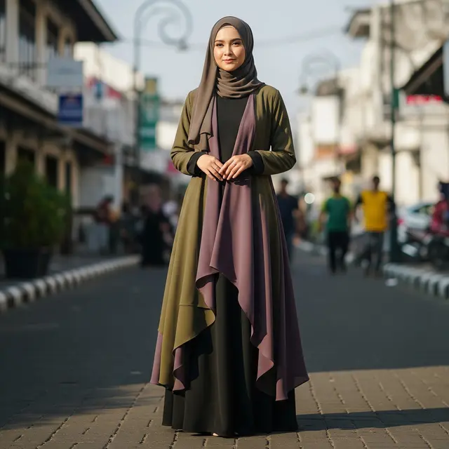 9 Model Gamis Abaya Outer 2 in 1 untuk Lebaran 2026, Tampil Modis dan Praktis