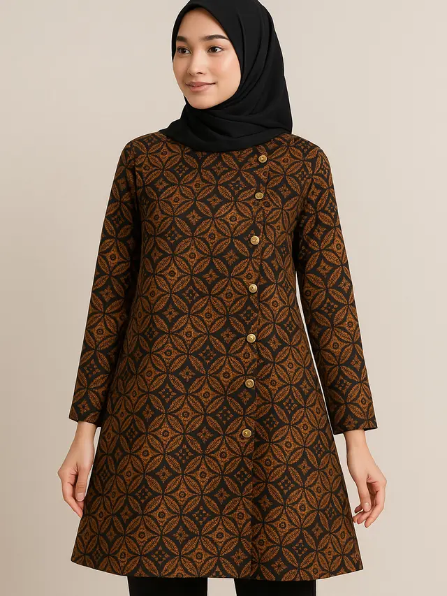 Model Tunik Batik Kancing Samping Terbaru 2025