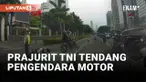 Prajurit TNI Tendang Pengendara Motor Usai Tabrakan