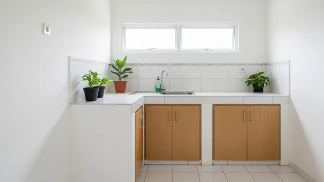 Inspirasi Dapur dengan Bak Cuci Piring Sudut yang Hemat Ruang dan Tidak Becek Model Sudut Tunggal