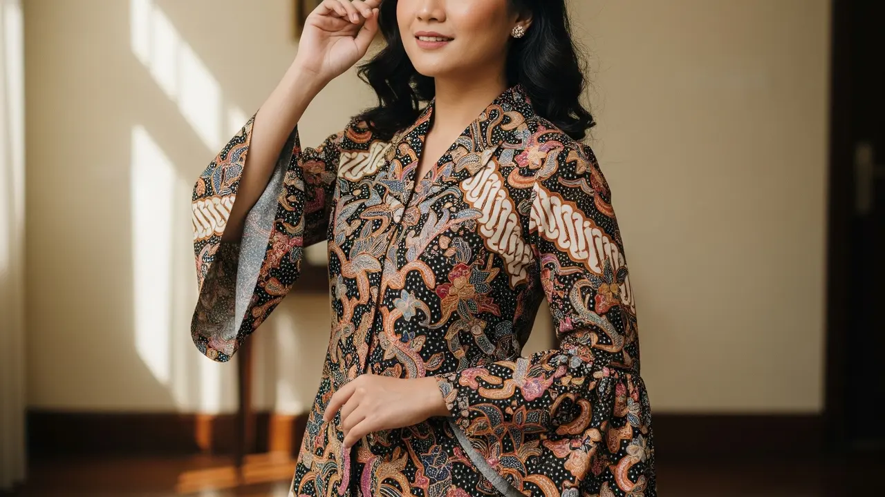 Model Baju Batik Lengan Lebar Anti Gerah