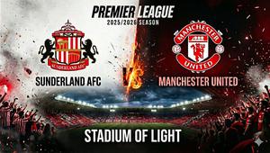 Sunderland vs Manchester United. (Bola.com/Gemini AI/Benediktus Gerendo Pradigdo)