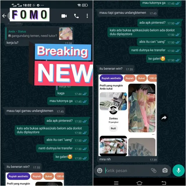 7 Chat Netizen Kena Prank Status Gambar Uang Ini Bikin Tepuk Jidat