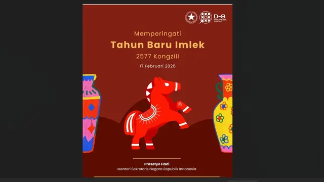 Kemen Setneg atau Kementerian Sekretariat Negara mengucapkan Selamat Tahun Baru Imlek 2577 Kongzili.