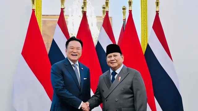 Pertemuan bilateral Presiden Prabowo dengan Perdana Menteri (PM) Thailand, Anutin Charnvirakul di Istana Merdeka, Jakarta, Senin (3/8/2026). (Liputan6.com/Lizsa Egeham).