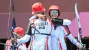 Awalnya pasangan Indonesia memberi kejutan menyingkirkan unggulan kedua asal Amerika Serikat, Brady Ellison dan Mackenzie Brown dari Amerika Serikat dengan skor 5-4. (Foto: AFP/Adek Berry)