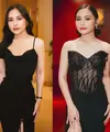 Lihat di sini beberapa potret gaya berani Prilly Latuconsina pakai dress hitam terbuka di dua acara All Access To Rossa 25 Shining Years.