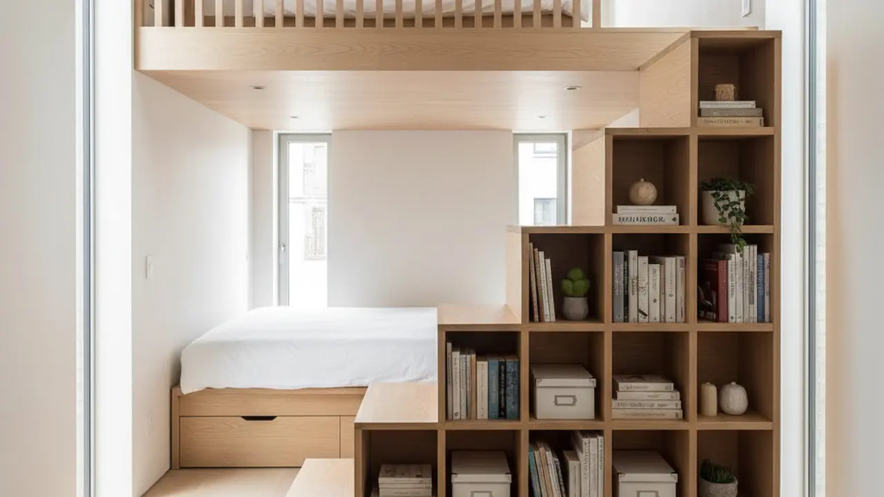 Rumah dengan Kamar Tidur Mezzanine Hemat Ruang. Gemini