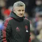 Pelatih Manchester United, Ole Gunnar Solskjær, saat melawan Reading pada laga Piala FA di Stadion Old Trafford, Sabtu (5/1). Manchester United menang 2-0 atas Reading. (AP/Rui Vieira)