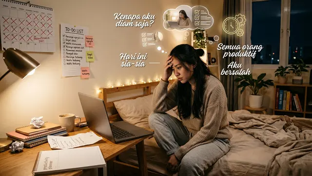 Merasa Bersalah ketika Sedang Tidak Produktif (AI Generated)