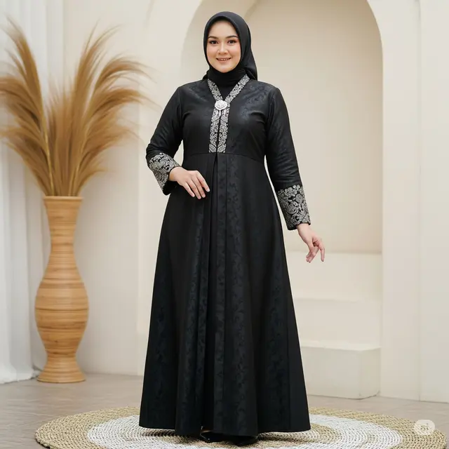 Model Brokat Gamis untuk Orang Gemuk. Foto: Gemini
