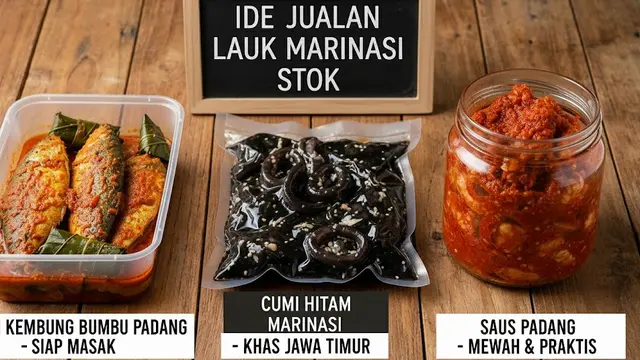 Ikan kembung bumbu padang, cumi hitam marinasi, udang saus padang (Gemini AI)