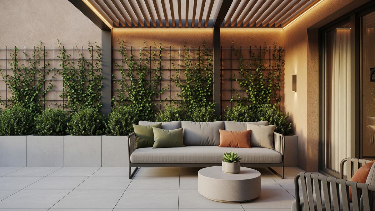 7 Inspirasi Teras Earth Tone dengan Kombinasi Tanaman Rambat untuk Rumah Minimalis Modern